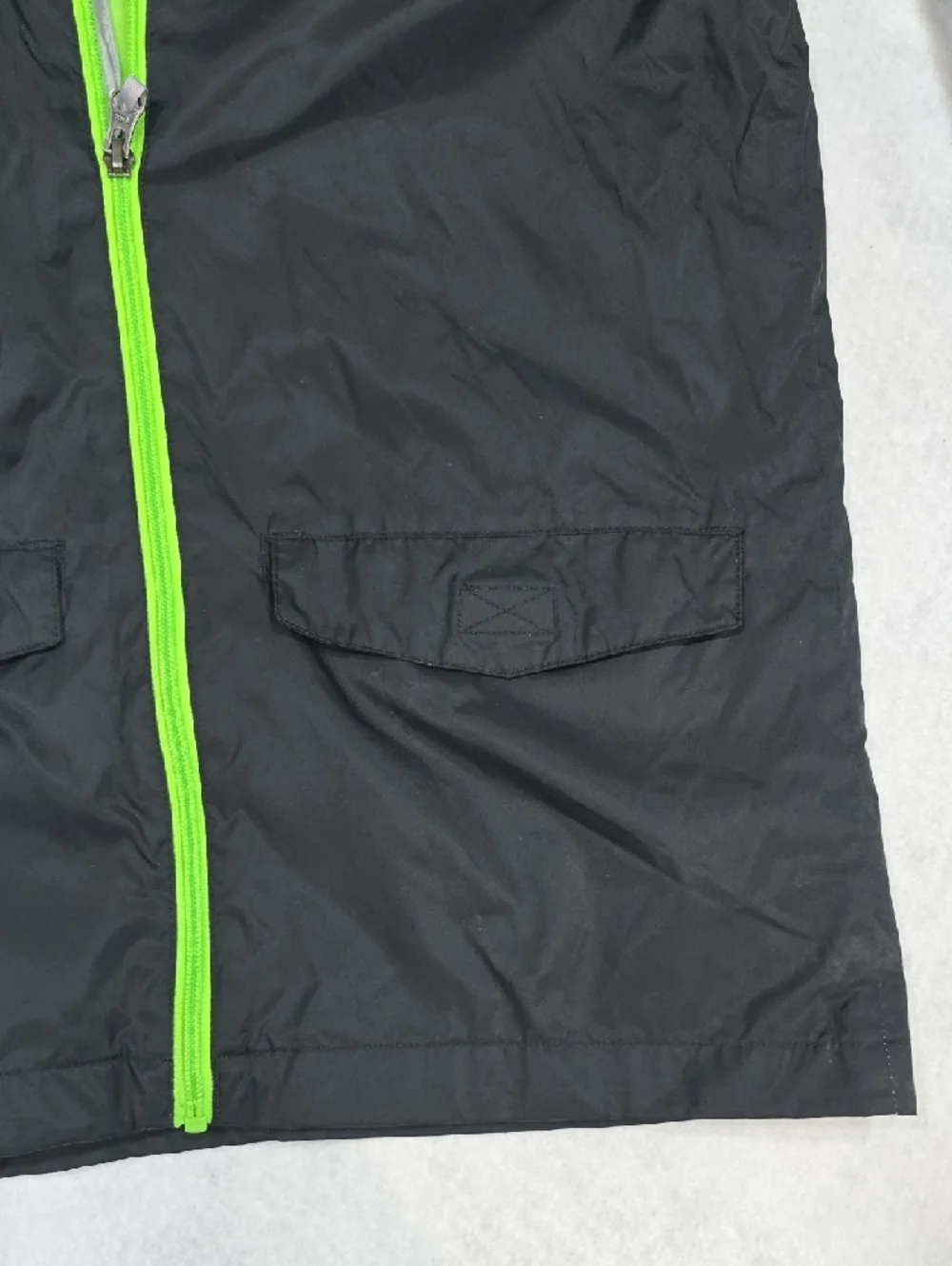 Columbia Boys‎ Black & Light Gray Raincoat with Lime Green Lining